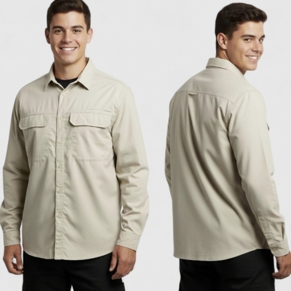 Rei UPF 50 Shacket Shirt Top Men's XL Light Beige Vented Ventilation Fishing